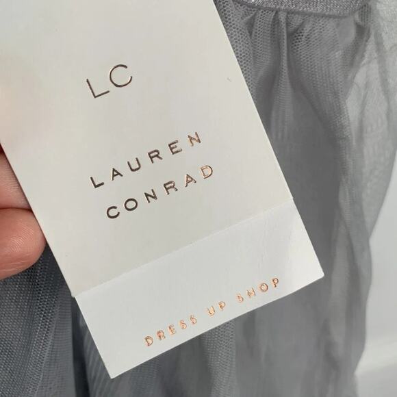 Lauren Conrad Dress Up Shop Flint Gray Ruffle Tulle skirt New w Tag W-381 Sz S - Picture 5 of 9